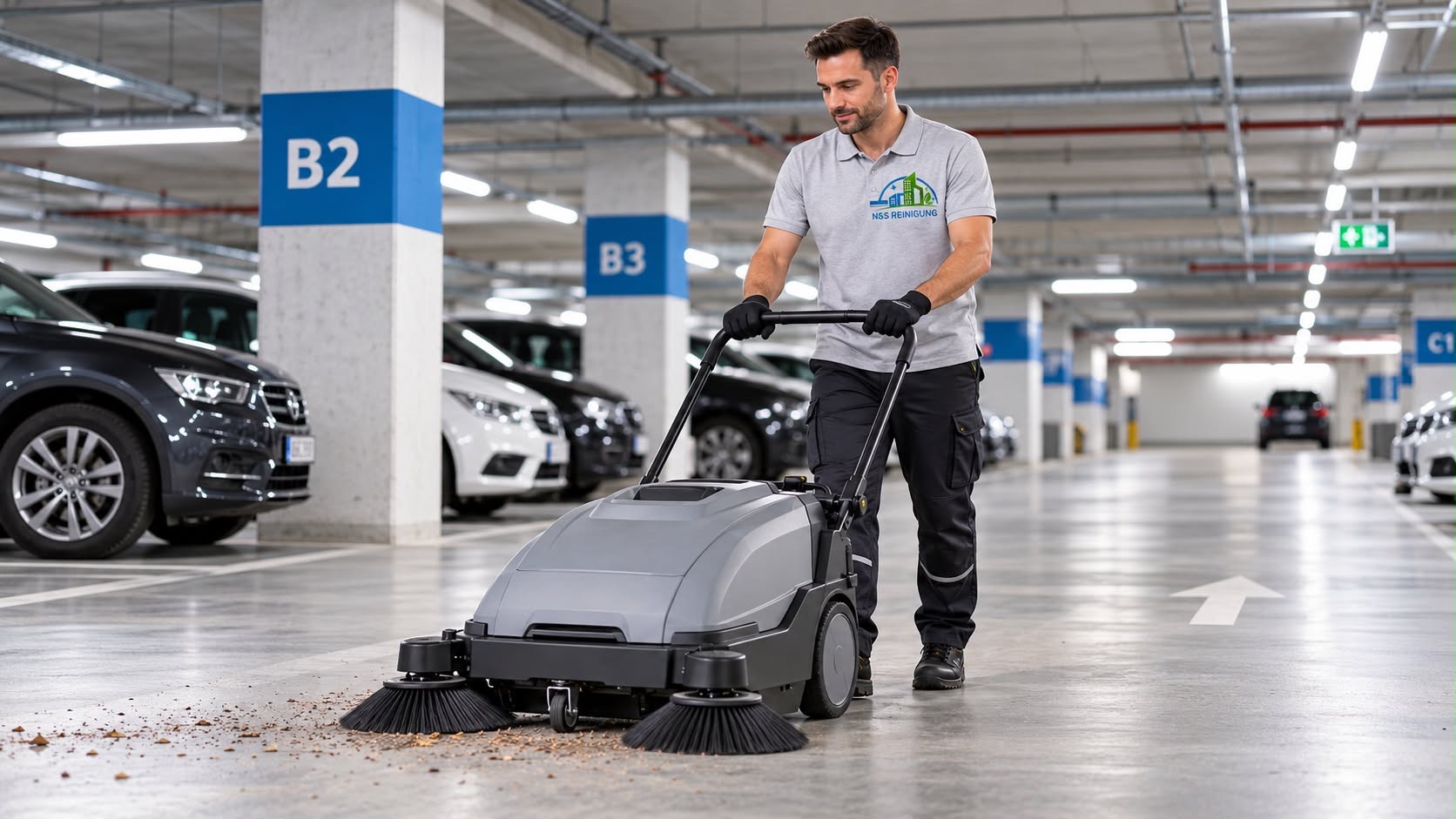 Reinigung einer Tiefgarage